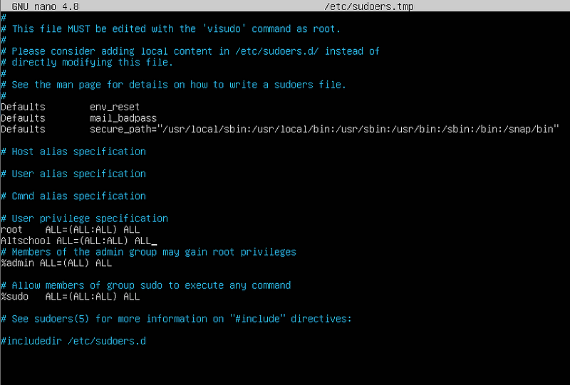 Giving the user SUDO privileges